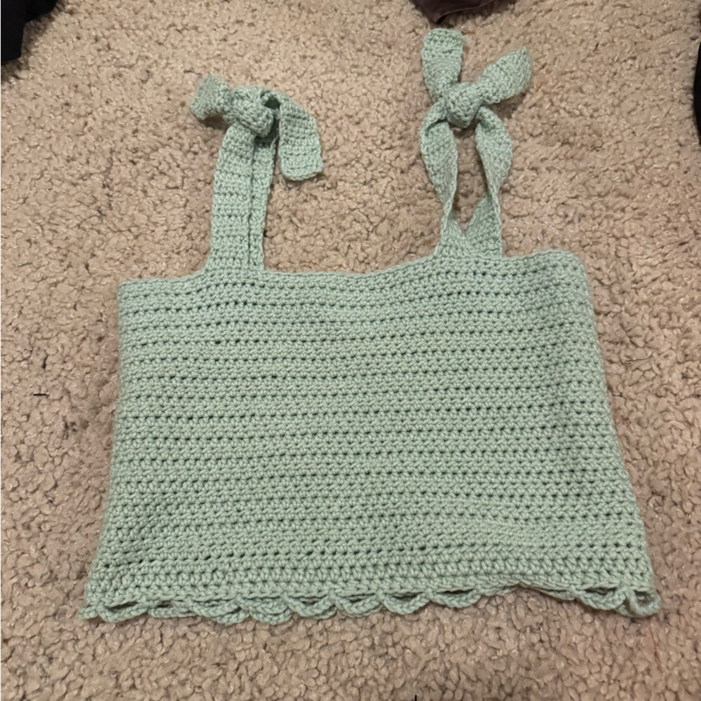 Crochet Crop Top in Light Green